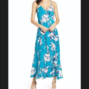 Aqua floral wrap dress